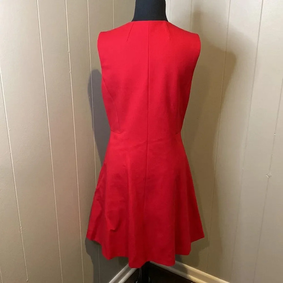 Z Elie Tahari Two Tone Red Midi Dress Size 10 With Gold Zipper Fit and Flare - Picture 5 of 9